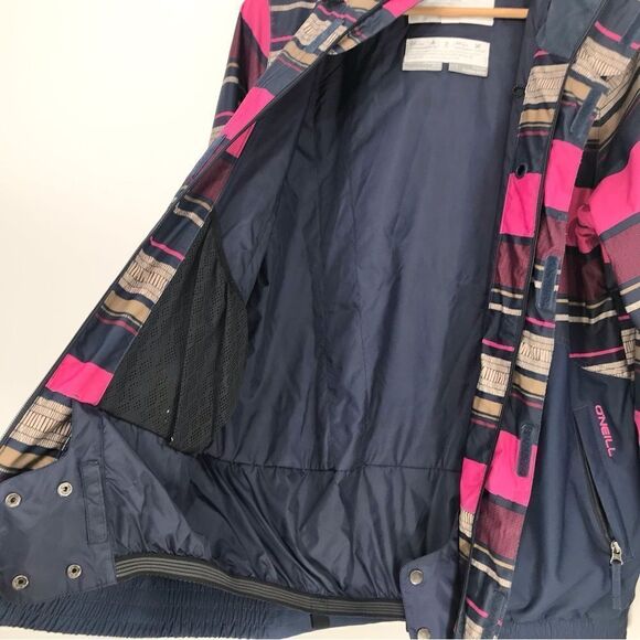 O’Neill Freedom Series Navy Blue Pink Custom Bomber Long Fit Ski Jacket - Picture 6 of 16